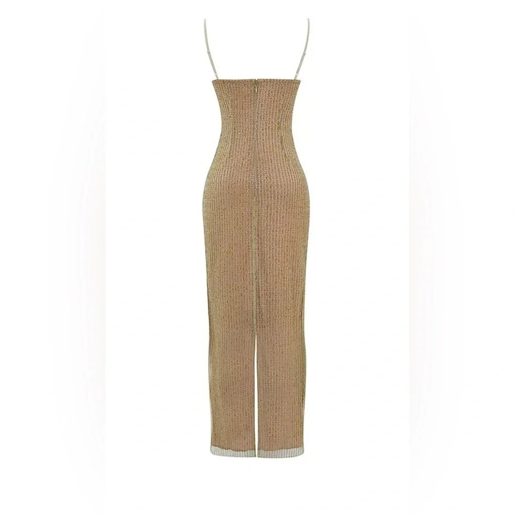 HOUSE OF CB 'Alondra' Cafe Au Lait Beaded Maxi Dress - Picture 5 of 9